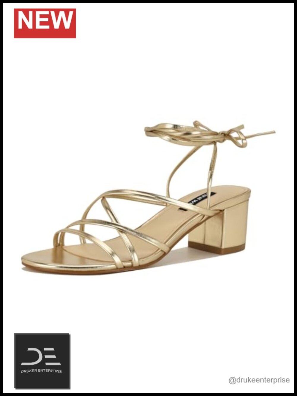 Faux Leather Strappy Block Heel Sandals Ankle Wrap Tie Dress Shoes